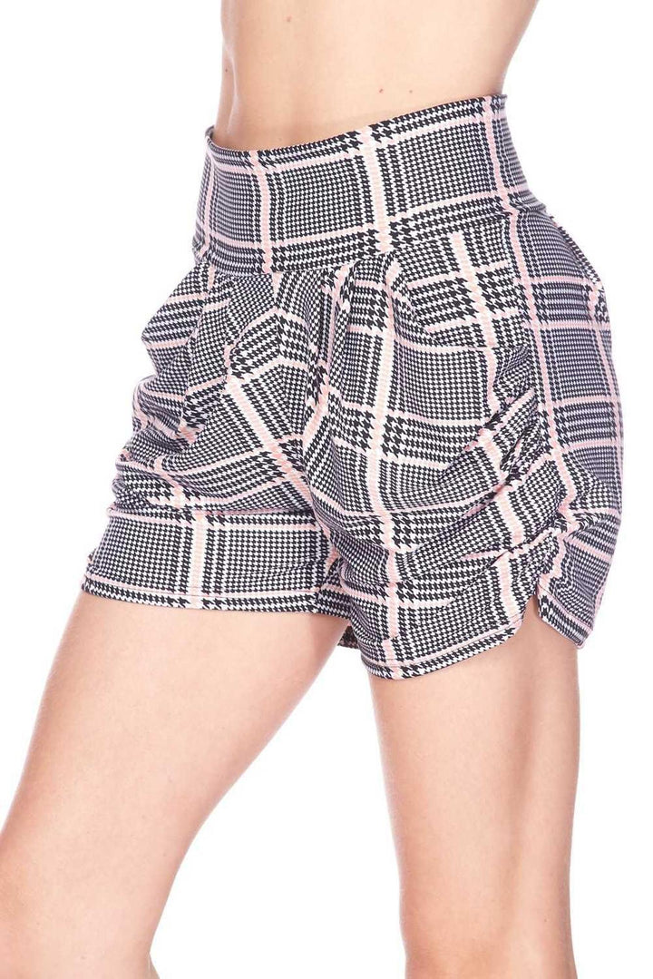 Buttery Soft Baby Pink Glen Plaid Harem Shorts