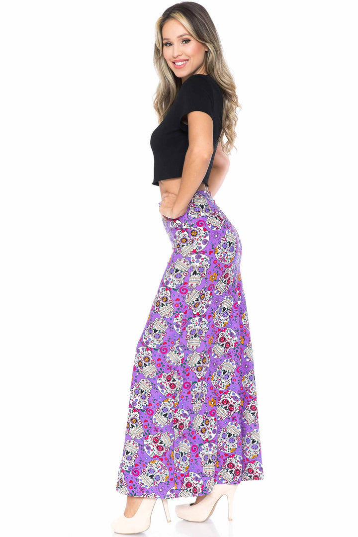 Buttery Soft Purple Sugar Skull Maxi Skirt