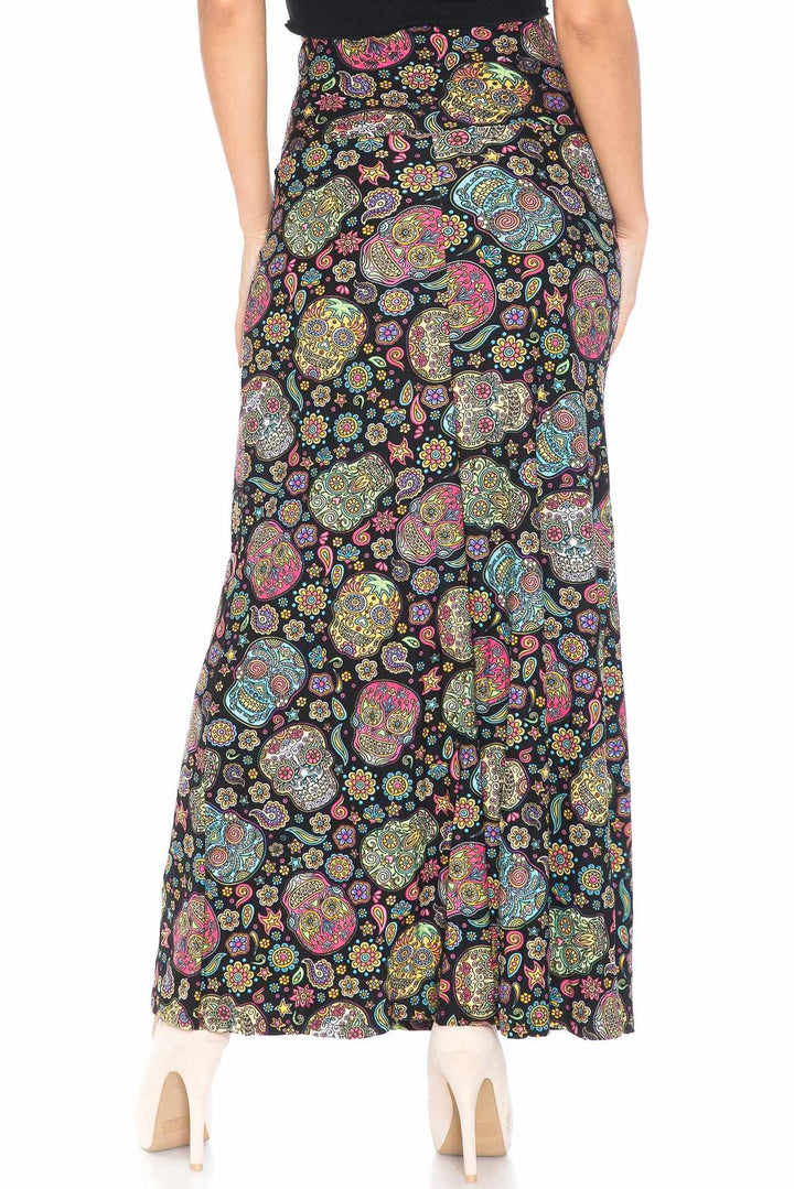 Buttery Soft Mandala Sugar Skull Maxi Skirt