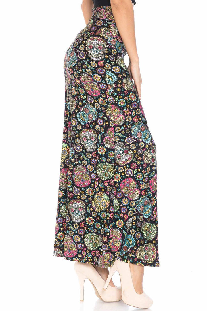 Buttery Soft Mandala Sugar Skull Maxi Skirt