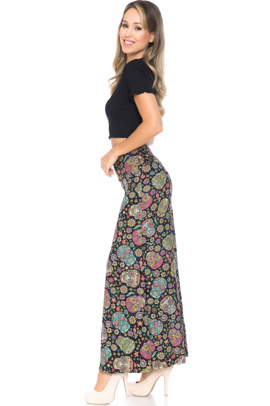Buttery Soft Mandala Sugar Skull Maxi Skirt