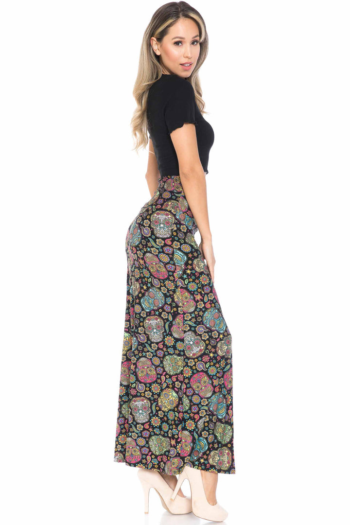Buttery Soft Mandala Sugar Skull Maxi Skirt