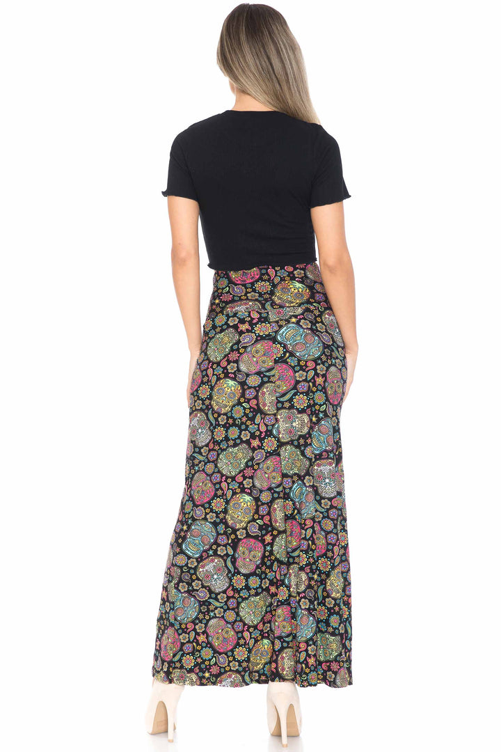 Buttery Soft Mandala Sugar Skull Maxi Skirt