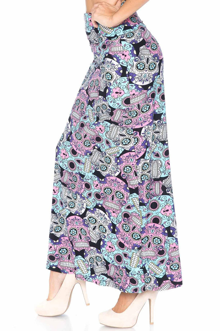 Buttery Soft Pastel Sugar Skull Maxi Skirt