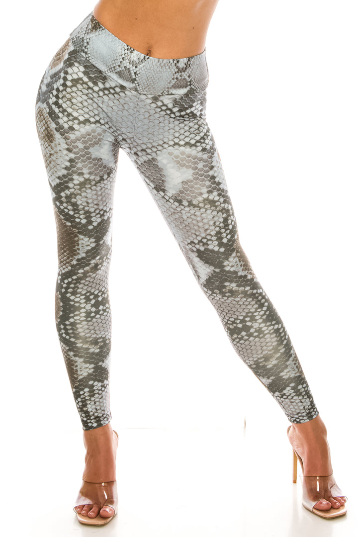 Sleek Snakeskin High Waisted Sport Leggings
