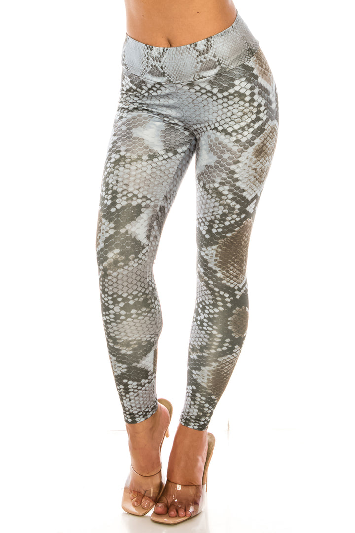 Sleek Snakeskin High Waisted Sport Leggings