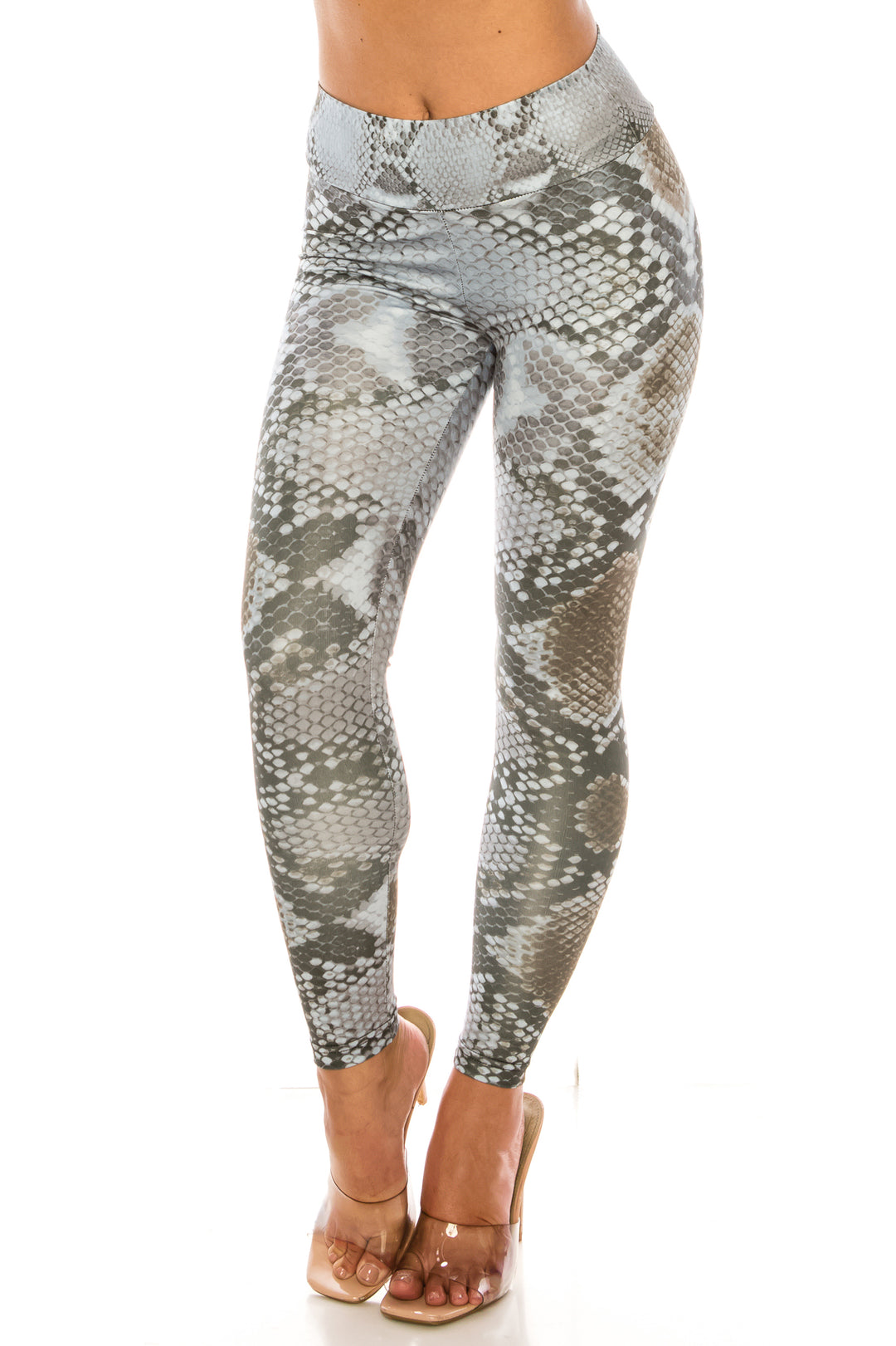 Sleek Snakeskin High Waisted Sport Leggings