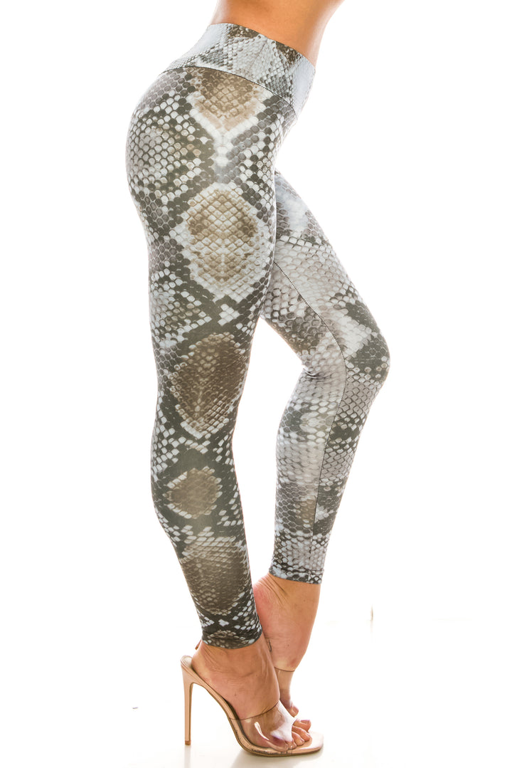 Sleek Snakeskin High Waisted Sport Leggings