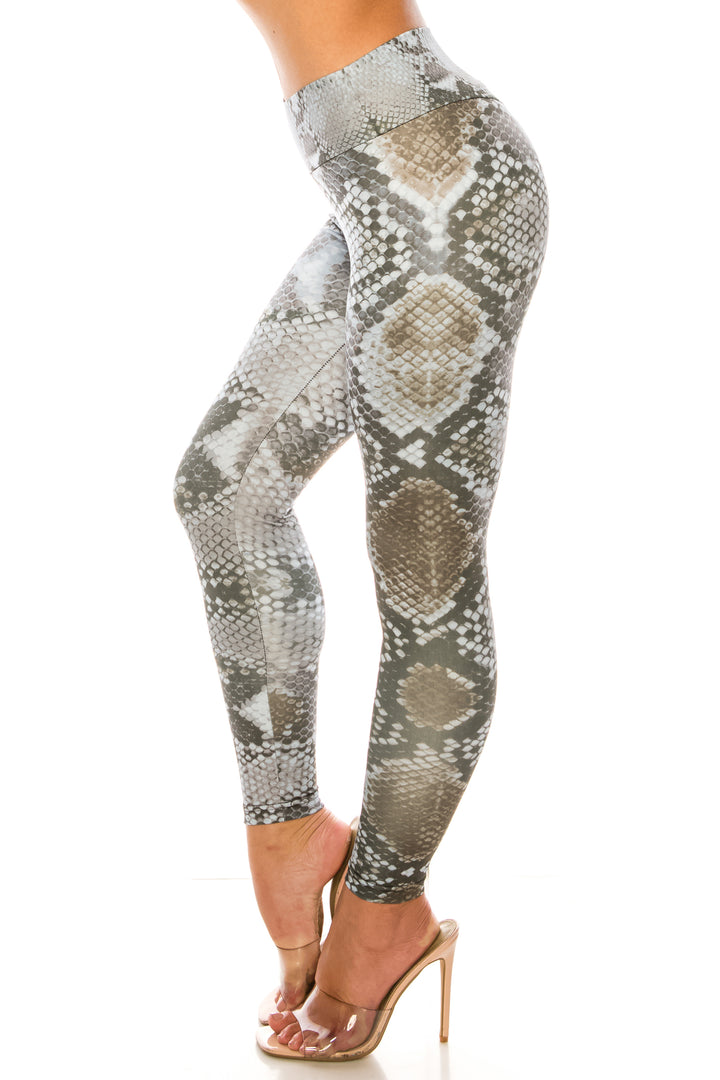 Sleek Snakeskin High Waisted Sport Leggings