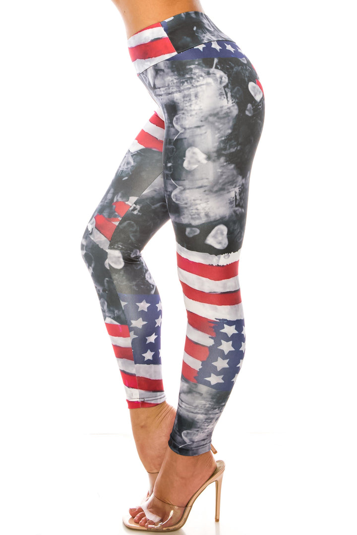 Painted USA Flag High Waisted Sport Leggings
