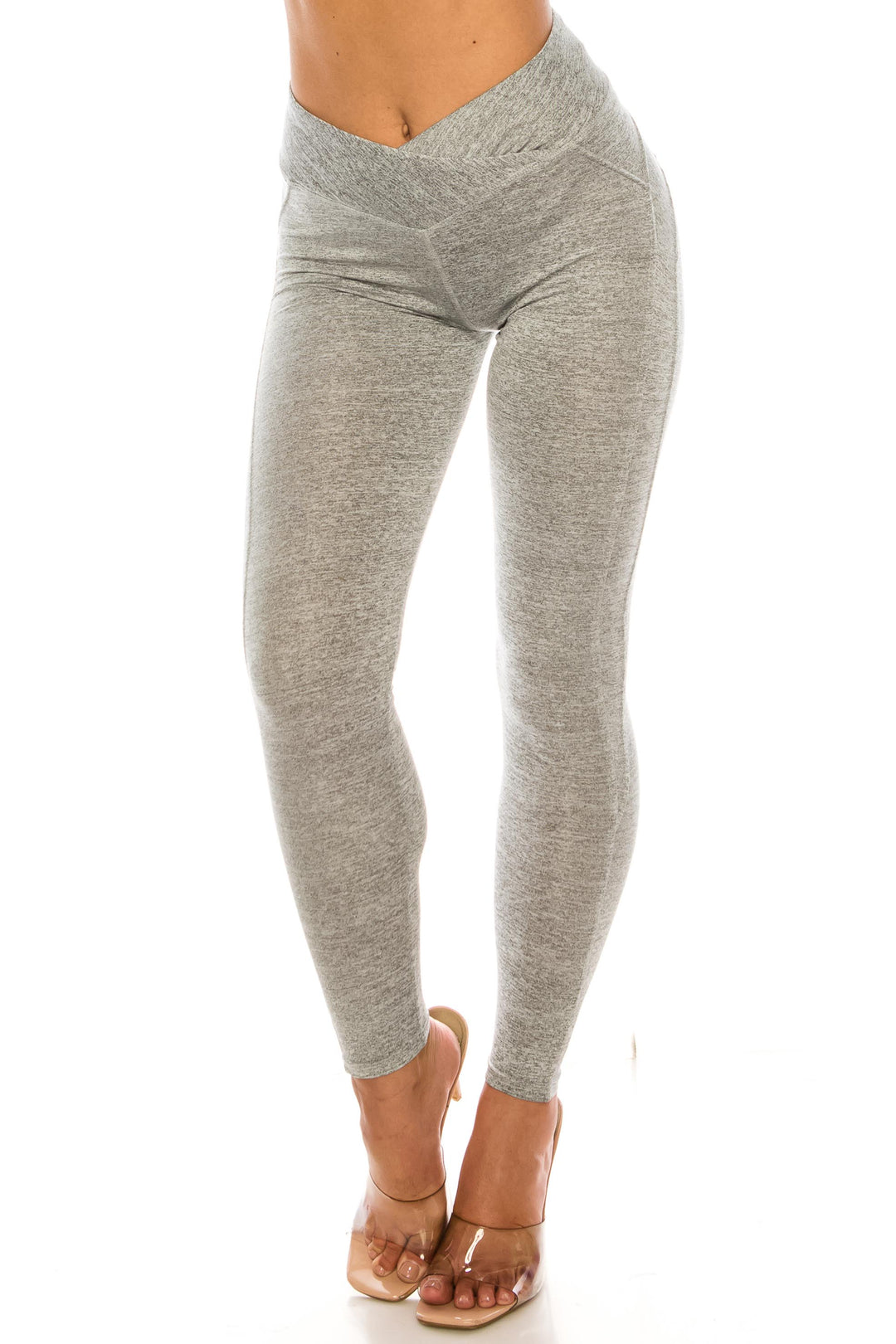 Solid Wrapped V Waist Sport Leggings