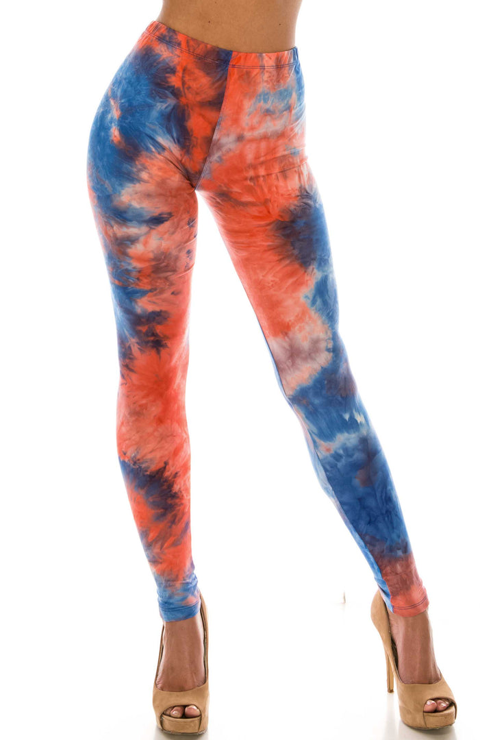 Buttery Smooth Red and Blue Tie Dye Leggings