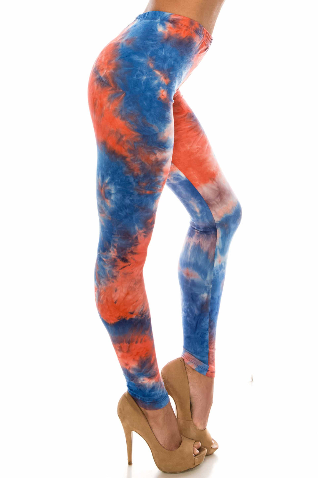 Buttery Smooth Red and Blue Tie Dye Leggings