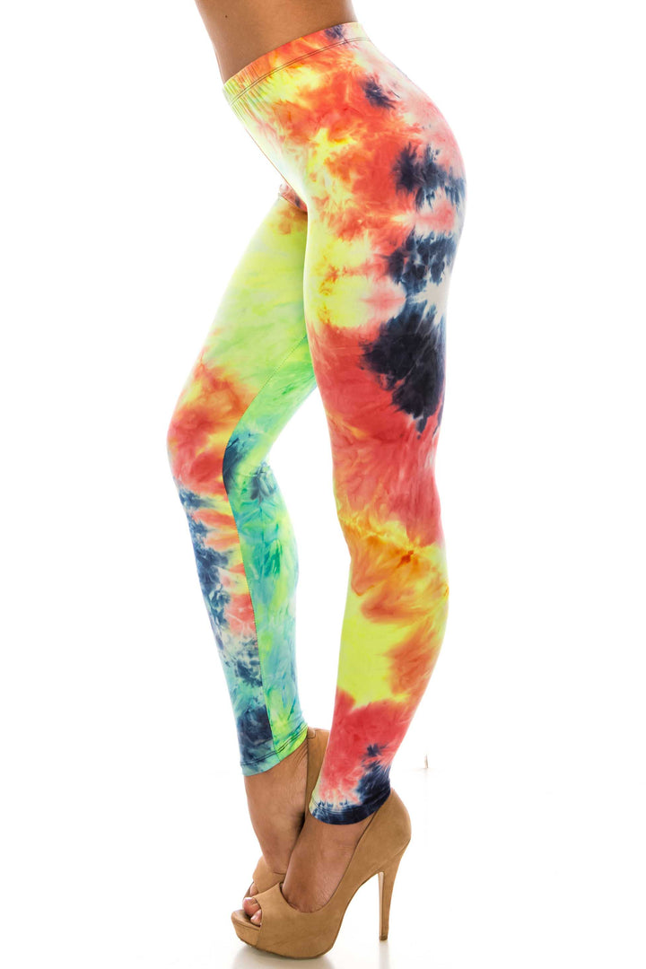 Buttery Smooth Summer Yellow Tie Dye Leggings