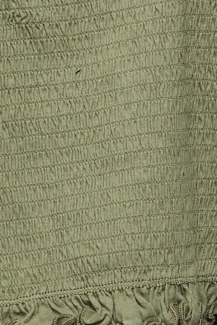 Smocked Ruffle Accent Crop Top