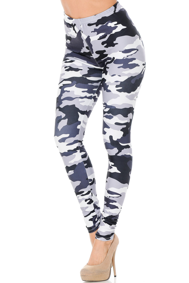 Creamy Soft Black and White Camouflage Leggings