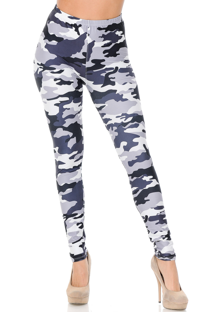 Creamy Soft Black and White Camouflage Leggings