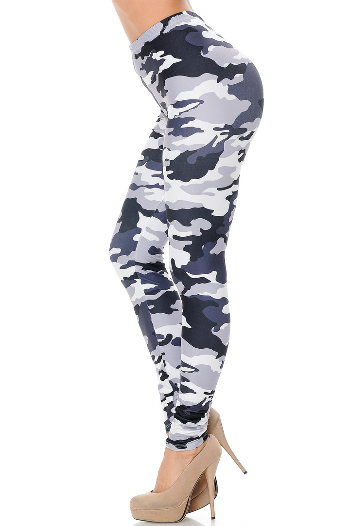 Creamy Soft Black and White Camouflage Leggings