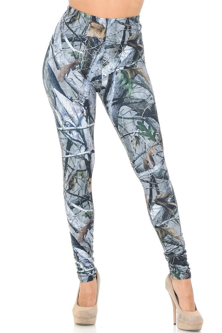 Creamy Soft Camouflage Trees Leggings - USA Fashion