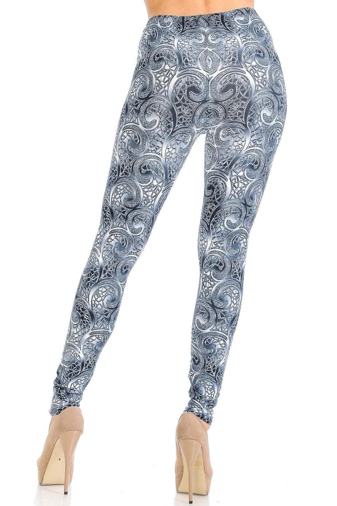 Creamy Soft Swirling Crystal Glass Leggings - USA Fashion