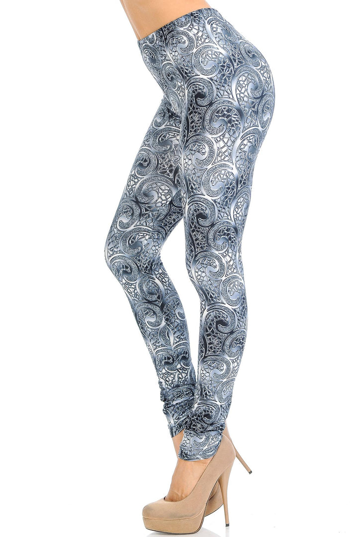 Creamy Soft Swirling Crystal Glass Leggings - USA Fashion