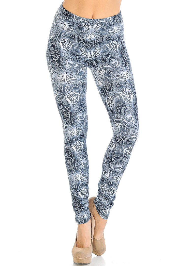 Creamy Soft Swirling Crystal Glass Leggings - USA Fashion
