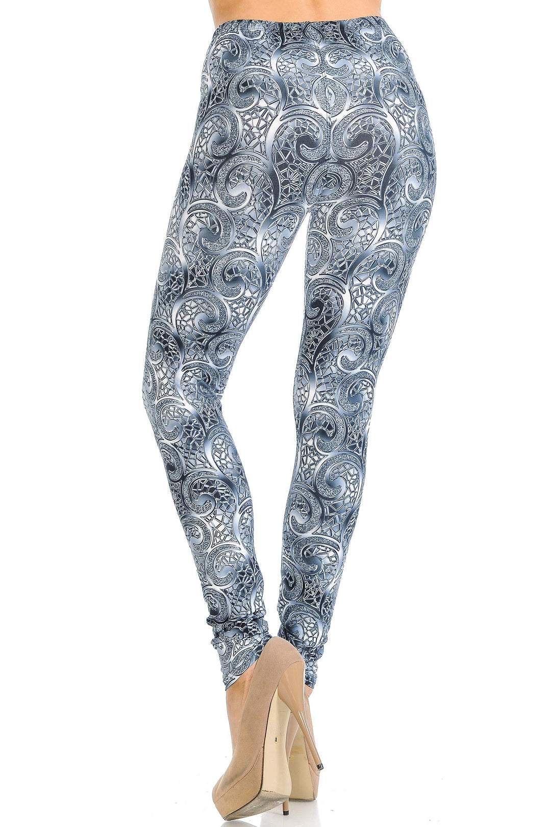 Creamy Soft Swirling Crystal Glass Leggings - USA Fashion
