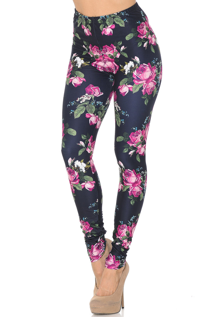 Creamy Soft Fuchsia Rose Leggings - USA Fashion