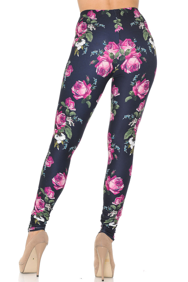 Creamy Soft Fuchsia Rose Leggings - USA Fashion