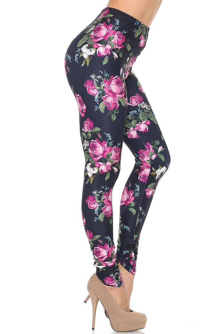 Creamy Soft Fuchsia Rose Leggings - USA Fashion