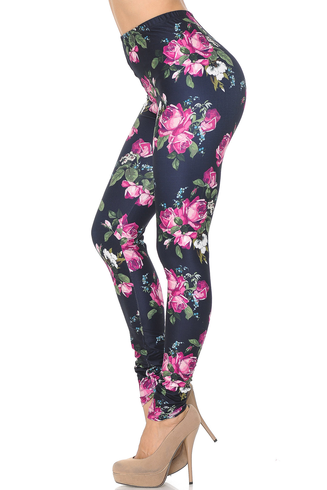 Creamy Soft Fuchsia Rose Leggings - USA Fashion