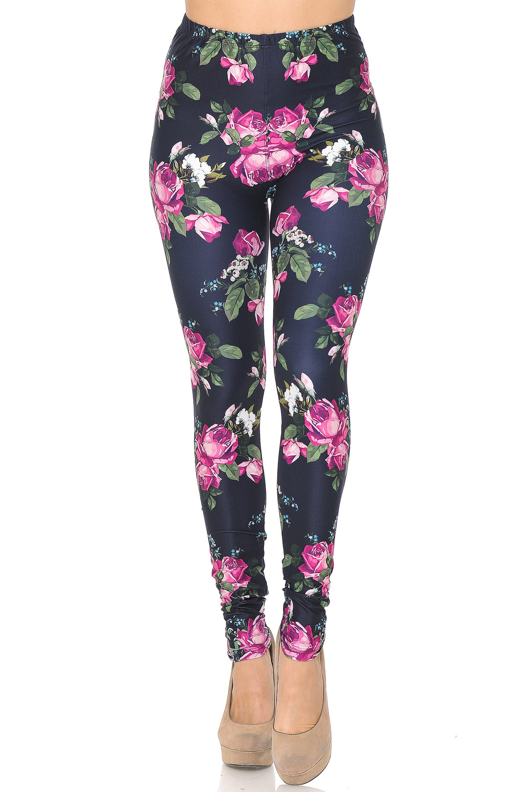 Creamy Soft Fuchsia Rose Leggings - USA Fashion