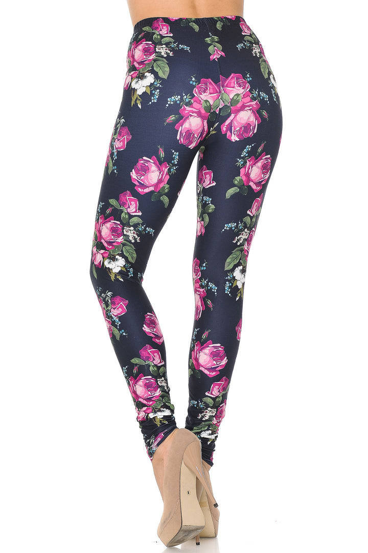 Creamy Soft Fuchsia Rose Leggings - USA Fashion