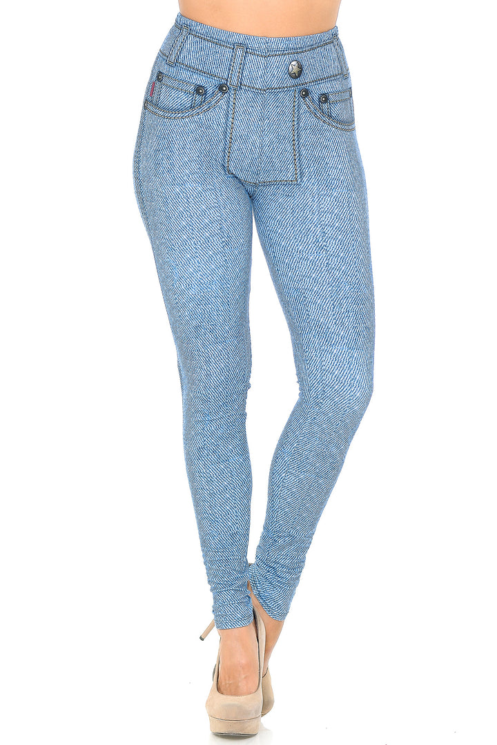 Creamy Soft Beautiful Blue Jean Leggings - USA Fashion