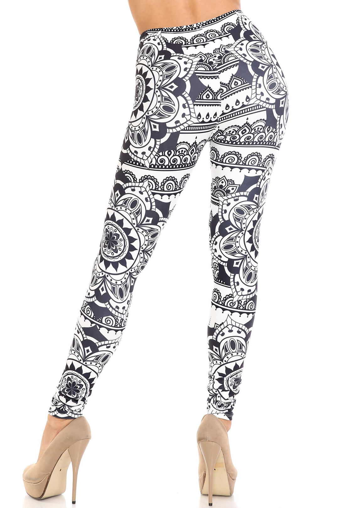 Creamy Soft Monochrome Mandala Leggings - By USA Fashion