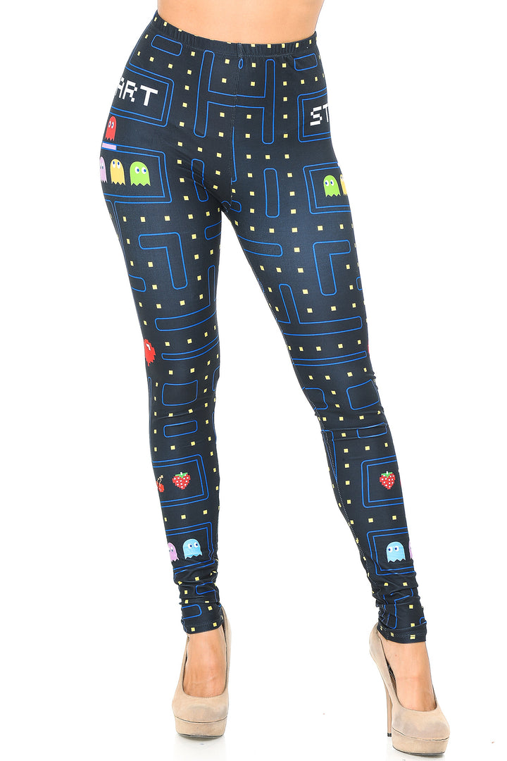 Creamy Soft Pacman Begins Leggings - USA Fashion