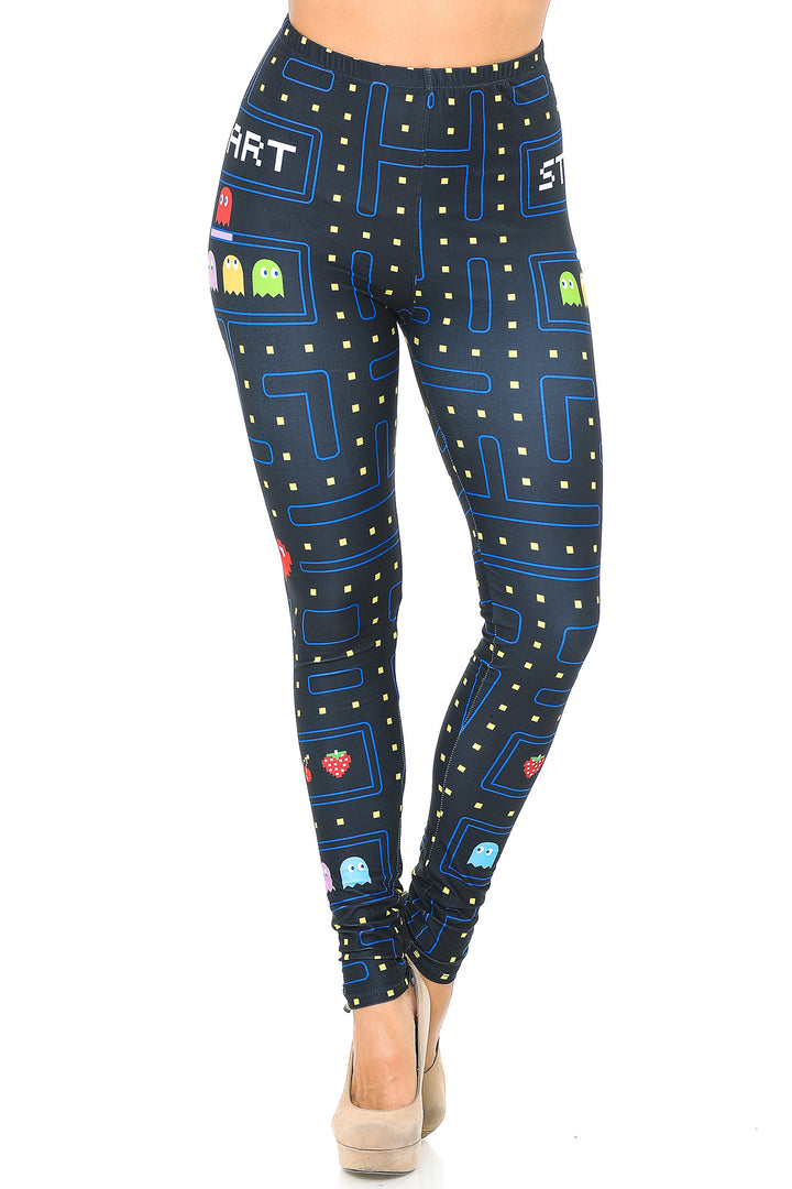 Creamy Soft Pacman Begins Leggings - USA Fashion