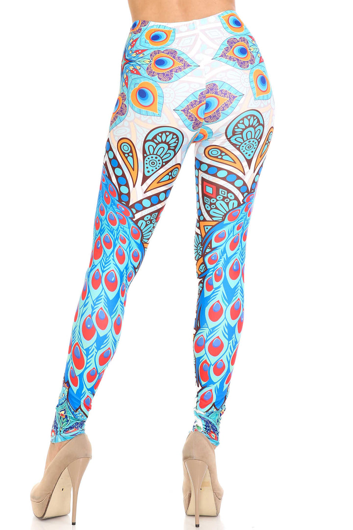 Creamy Soft Pristine Peacock Leggings - By USA Fashion