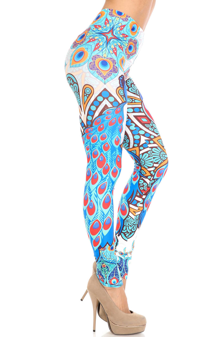 Creamy Soft Pristine Peacock Leggings - By USA Fashion