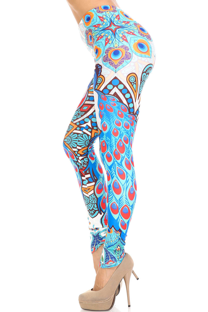 Creamy Soft Pristine Peacock Leggings - By USA Fashion