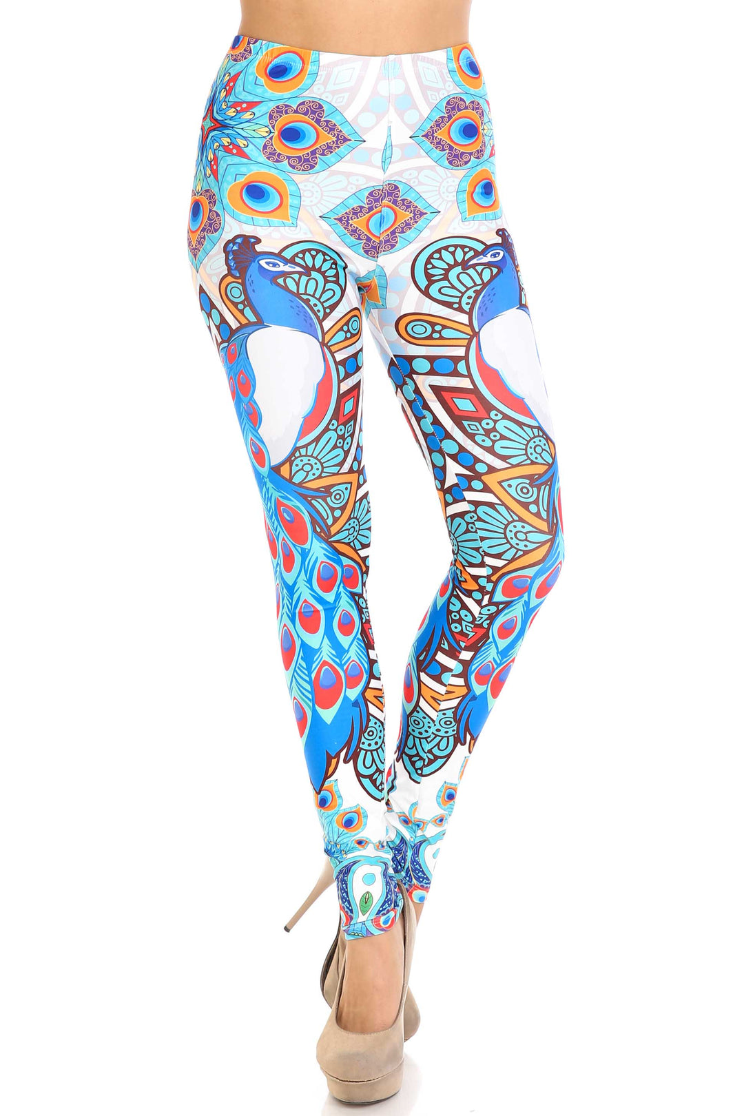 Creamy Soft Pristine Peacock Leggings - By USA Fashion