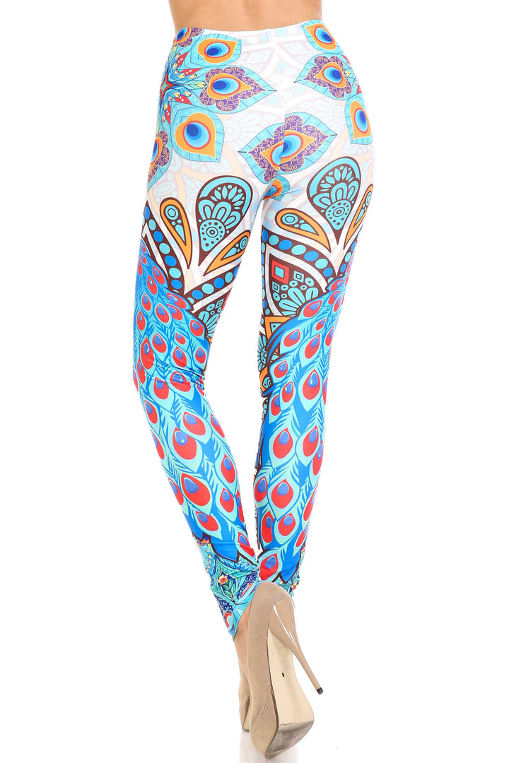 Creamy Soft Pristine Peacock Leggings - By USA Fashion