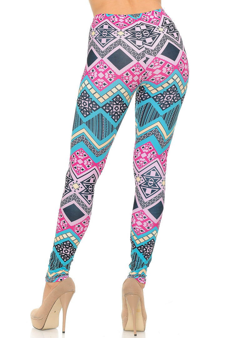 Creamy Soft Tasty Tribal Leggings - USA Fashion (One Size Regular,Fuchsia)