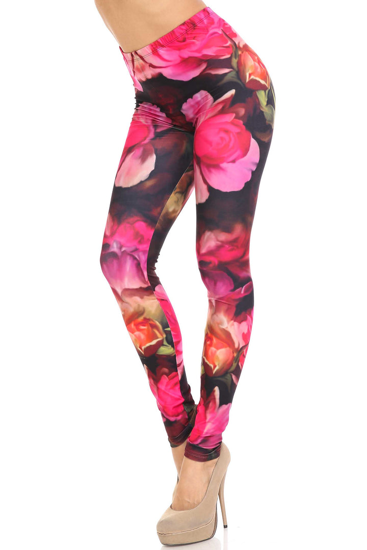 Creamy Soft Vintage Rose Leggings - USA Fashion