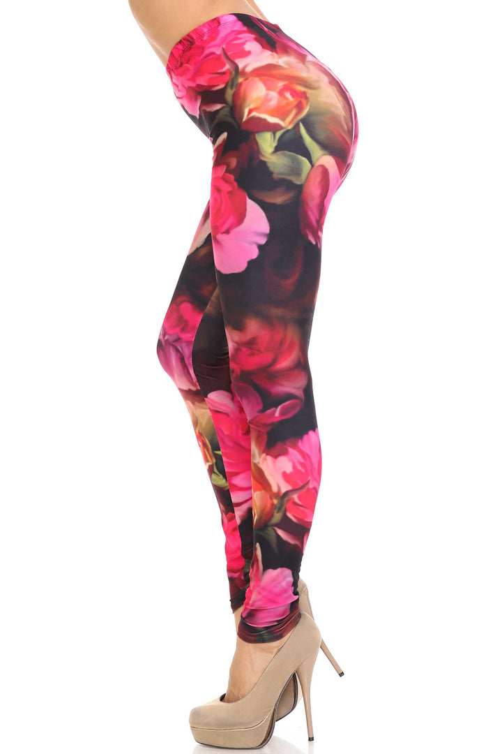 Creamy Soft Vintage Rose Leggings - USA Fashion