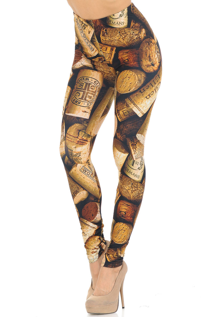 Creamy Soft Wine Cork Leggings - USA Fashion