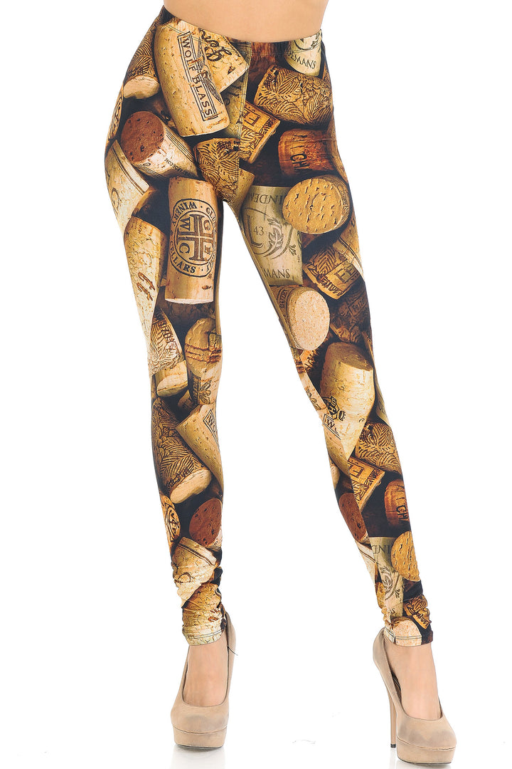 Creamy Soft Wine Cork Leggings - USA Fashion