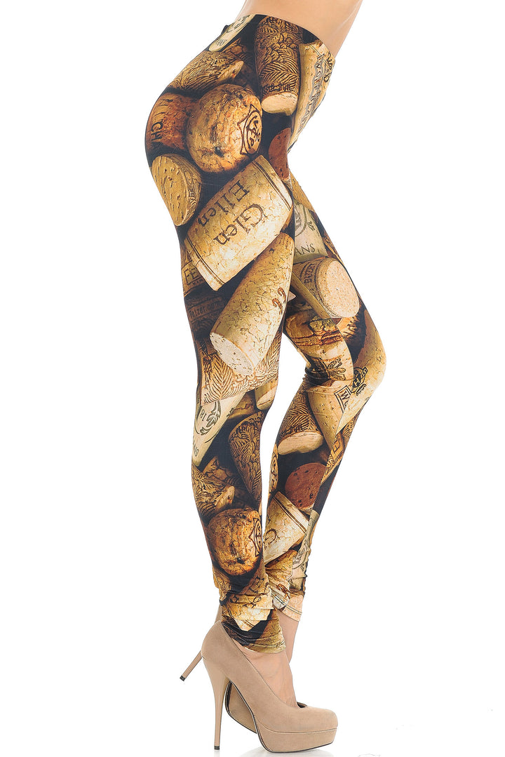 Creamy Soft Wine Cork Leggings - USA Fashion