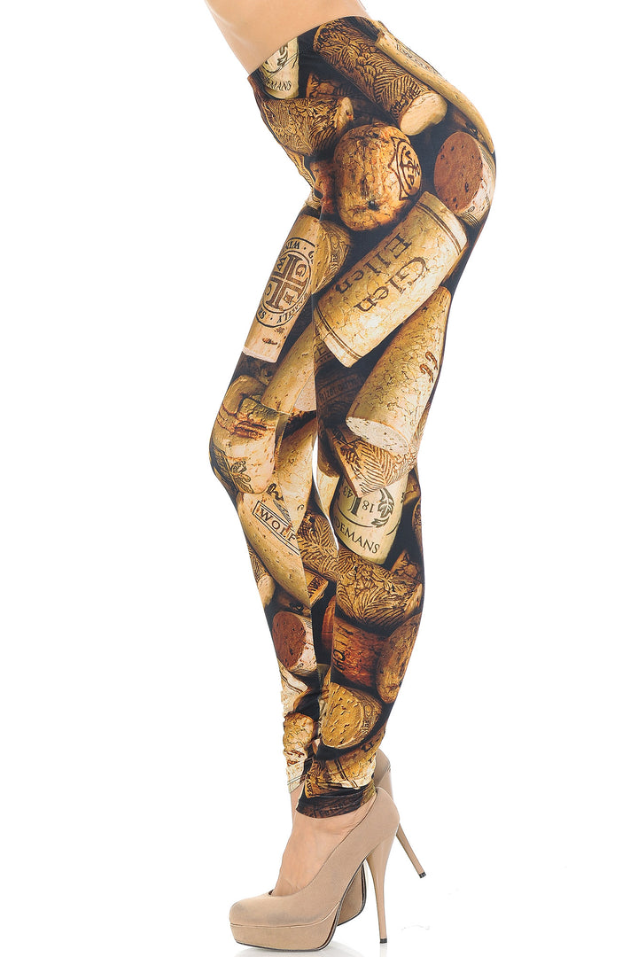 Creamy Soft Wine Cork Leggings - USA Fashion