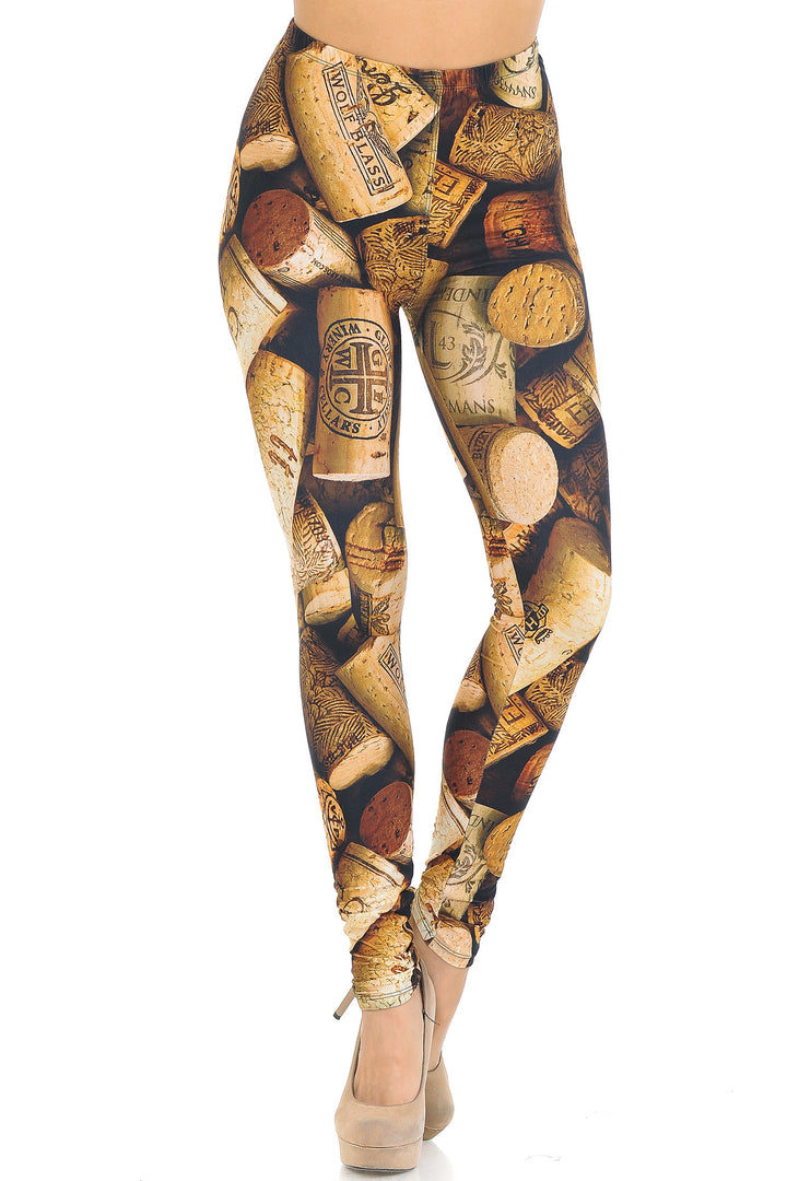 Creamy Soft Wine Cork Leggings - USA Fashion